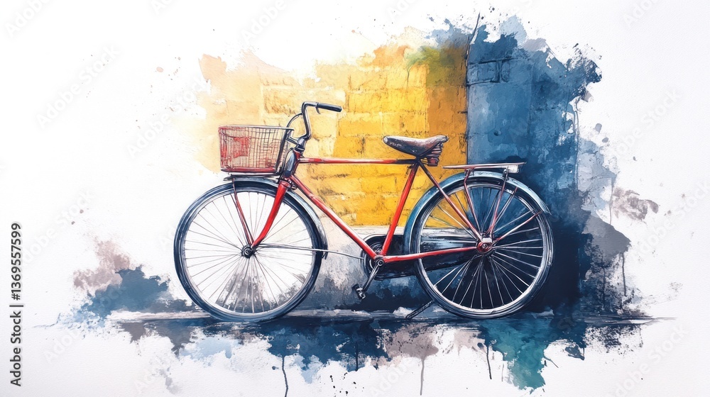 Obraz premium Vintage 1930s Classic Bicycle in Rustic Setting with Sepia Oil Painting Aesthetic