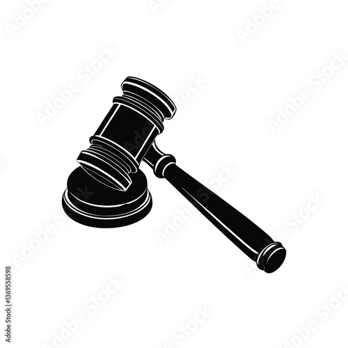 Judge gavel silhouette icon in black color. flat vector illustration