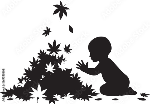 baby playing silhouette, baby silhouette, child playing clipart, toddler silhouette, baby crawling silhouette, infant silhouette, kids silhouette, baby vector design, baby playtime art, baby digital d