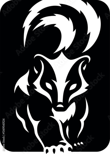 Simple Illustration of Walking Skunk Front View