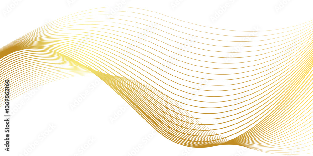 Fototapeta premium luxury gold wavy line pattern, guilloche curves, elegant lines golden wave curve, gold wave line corner shape for element, stripes ribbon golden graphic, striped gold