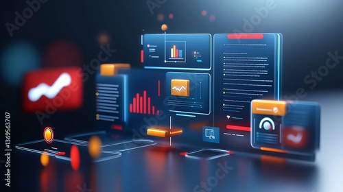 Martech marketing strategy. CRM  management. Automation insight. Dashboard with automation tools for marketing analytics.