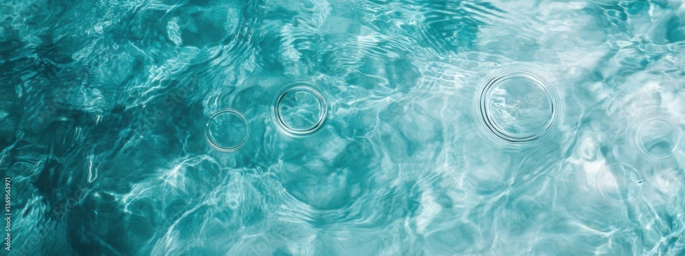 Obraz premium Clear turquoise water with bubbles rising to the surface during a sunny day in a serene setting