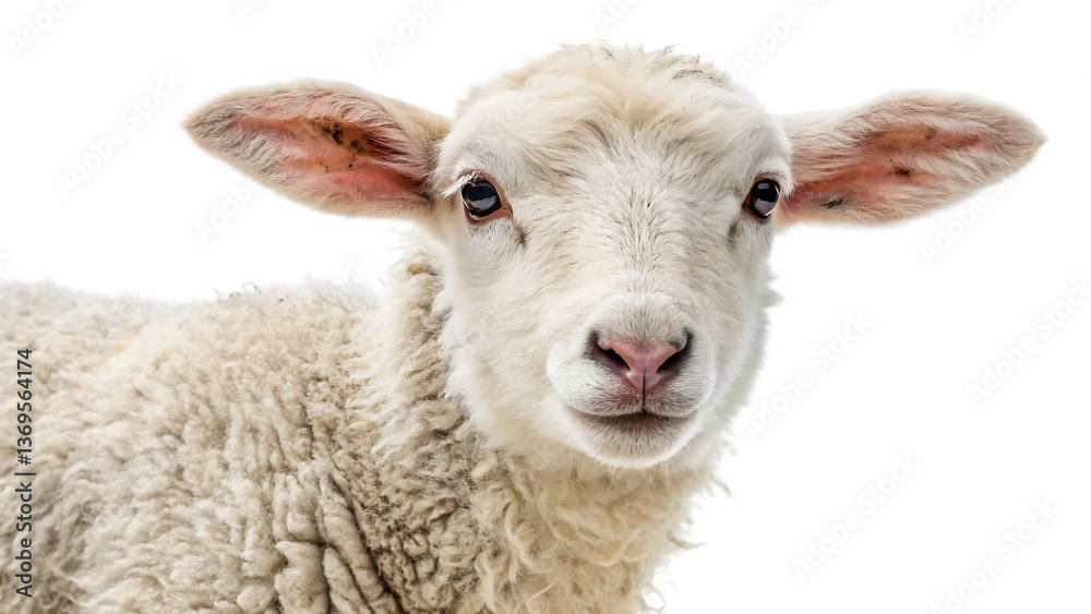 Fototapeta premium Isolated Lamb PNG – Cute White Sheep on Transparent Background