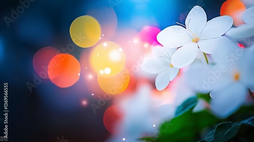 Dreamy White Flowers Bokeh Background Soft Light Spring Blossom
