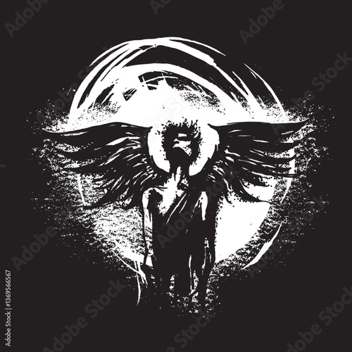 Dark Angel with Wings and a Halo