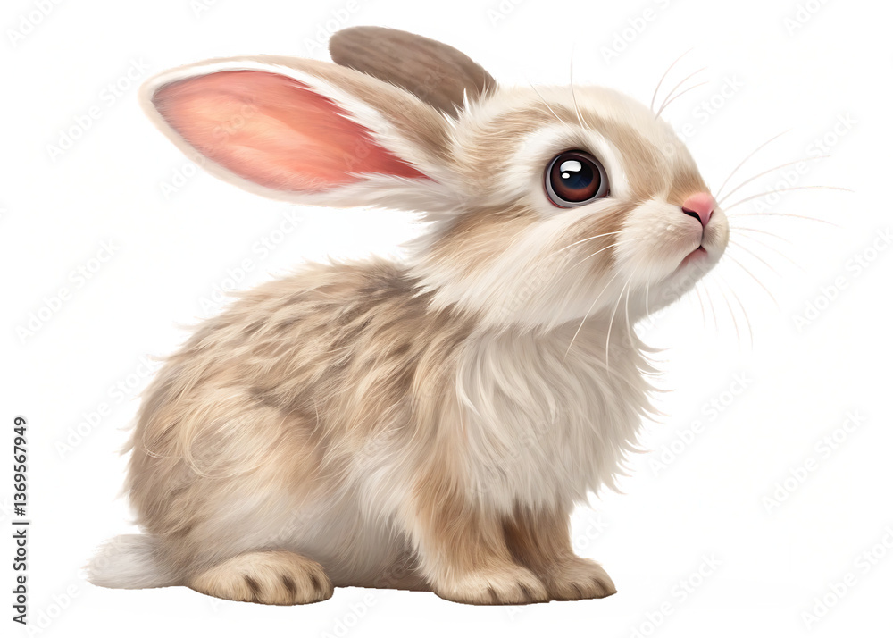 Fototapeta premium Cute Baby Rabbit PNG – Adorable Bunny Illustration on Transparent Background