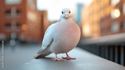 Close Up of a White Pigeon in an Urban Setting