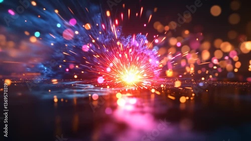 Vibrant Fireworks Explosion at Night