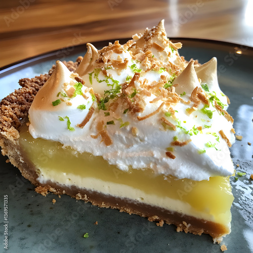 A Lemongrass Infused Key Lime Pie with Coconut Bits