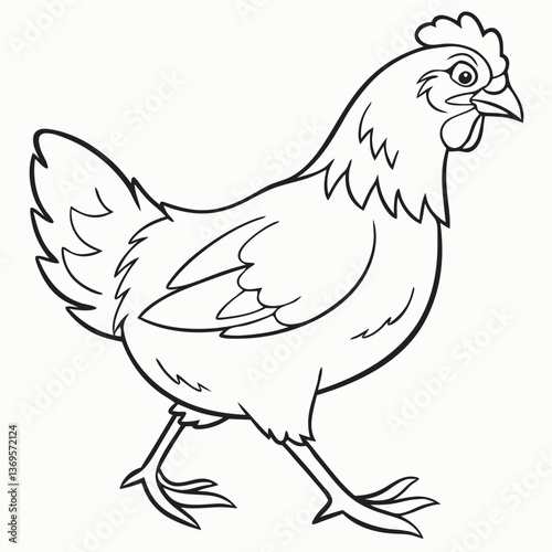 brown body of chicken hen standing isolated transparent background