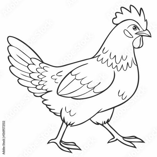 brown body of chicken hen standing isolated transparent background