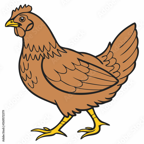 brown body of chicken hen standing isolated transparent background