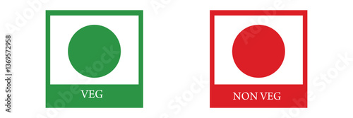 Veg Non-veg icons, veg and non-veg symbol on white background. Vector Illustration. EPS 10 . 