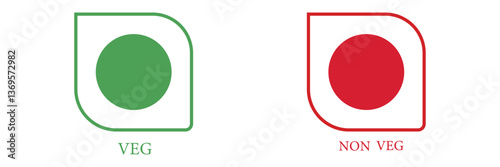 Veg Non-veg icons, veg and non-veg symbol on white background. Vector Illustration. EPS 10 . 