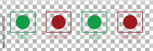 Veg Non-veg icons, veg and non-veg symbol on white background. Vector Illustration. EPS 10 . 