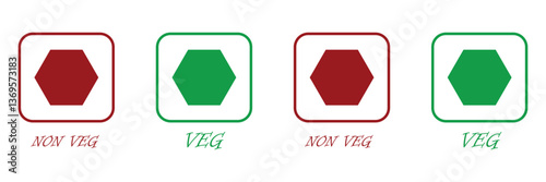 Veg Non-veg icons, veg and non-veg symbol on white background. Vector Illustration. EPS 10 . 
