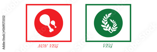 Veg Non-veg icons, veg and non-veg symbol on white background. Vector Illustration. EPS 10 . 