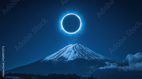 Lunar Eclipse over Mount Fuji