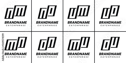 Letters NM MN NO ON UM MU UO OU Monogram Logo Set, suitable for any business