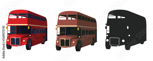 Red bus in London the iconic bus vector art ,red double-decker bus in London. Original, vintage and silhouette art