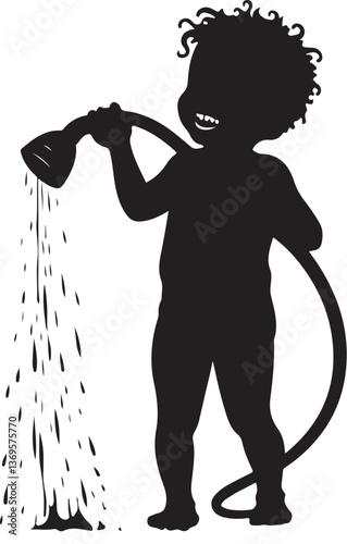 silhouette of a baby girl with a dog