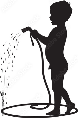 silhouette of a baby girl with a dog