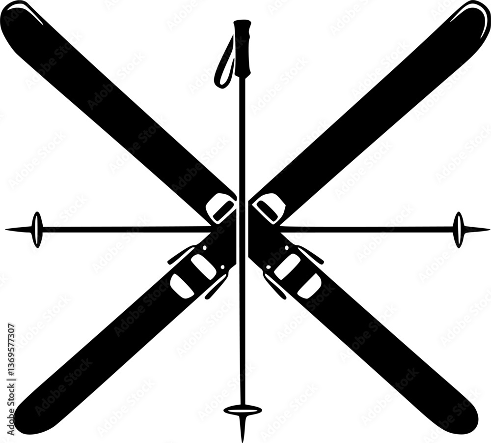 Fototapeta premium Simple vector icon skiing 