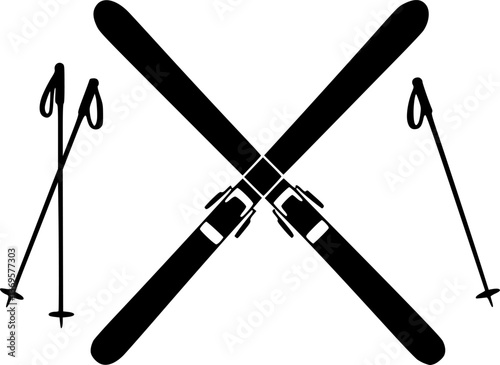 Simple vector icon skiing
