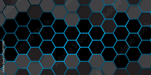 Dark technology hexagonal vector background. Abstract technology hexagon pattern texture. Hexagon, technology, pattern, vector. 