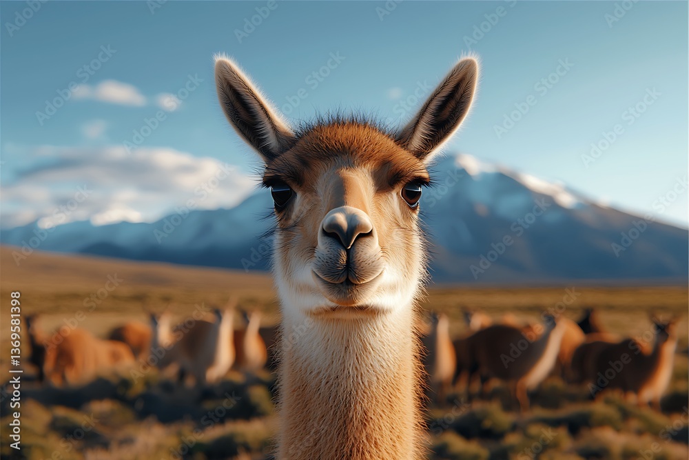 Obraz premium Llama Portrait in Andean Mountains