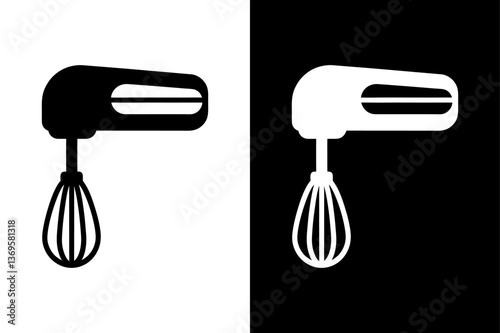 Minimalist Hand Mixer Silhouette Icon Crisp Vector Graphic