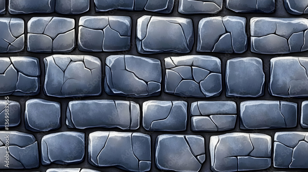 Fototapeta premium Detailed Gray Brick Wall Texture Seamless Pattern Showing Stone Blocks Ideal for Backgrounds or Decorative Elements