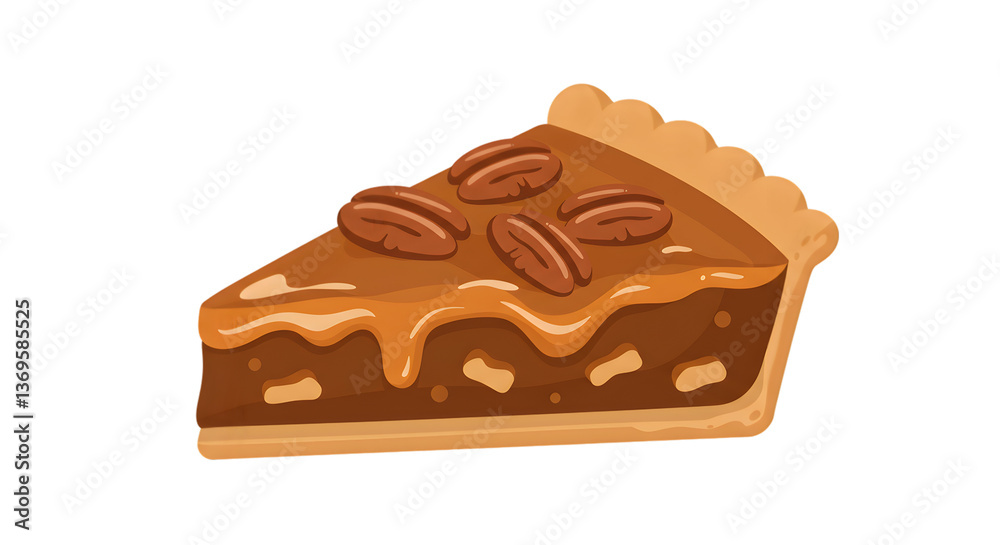 Caramel Pecan Pie Slice Illustration Caramel Pecan Pie Slice Illustration