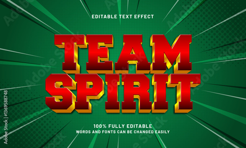 team spirit editable text effect with a football and team text style
