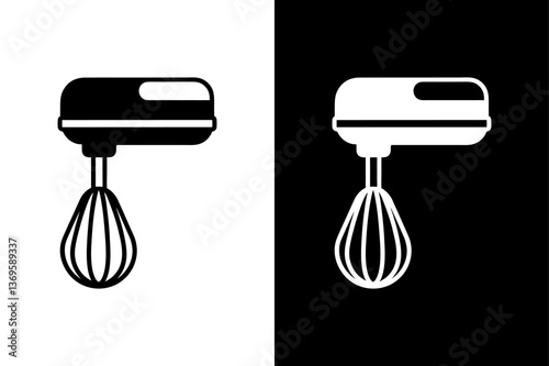 Hand Mixer Silhouette Vector High-Quality Black & White Icon.