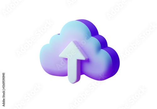 Obraz na płótnie Cloud upload icon 3d render data transfer file sharing technology transparent background