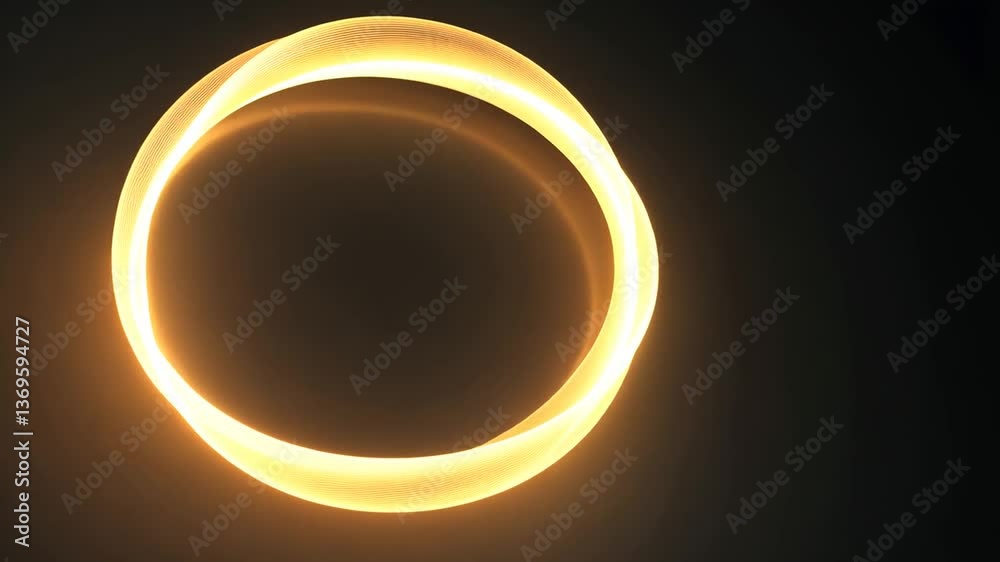 Abstract Golden Ring with Twisted Design on Dark Background, Elegant Circular Pattern