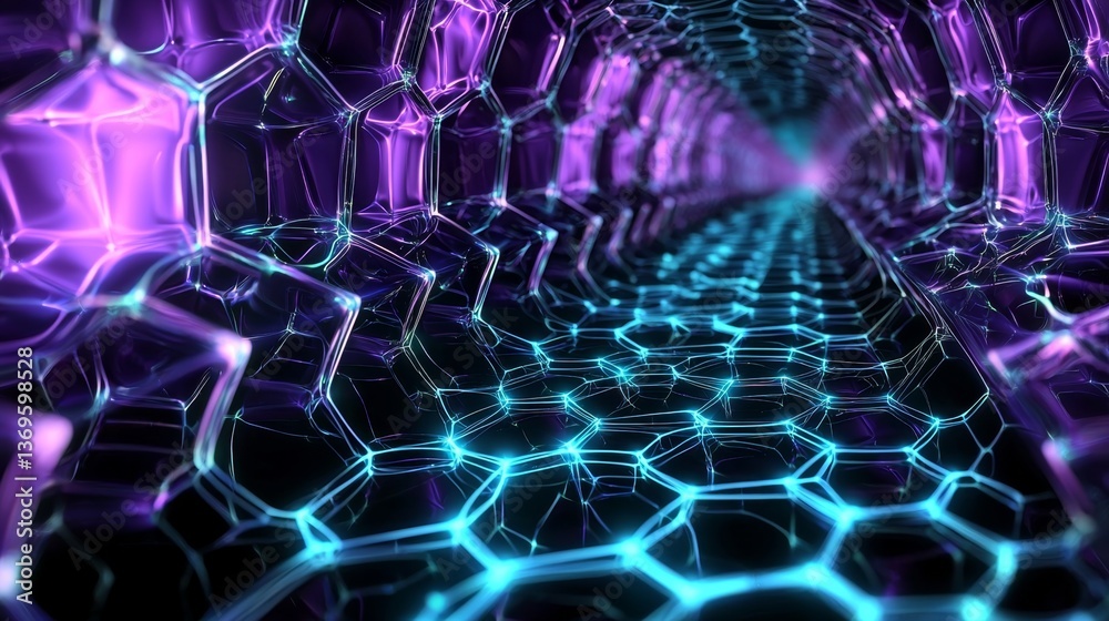 Obraz premium Stunning visualization of an abstract fractal composed of hexagons.