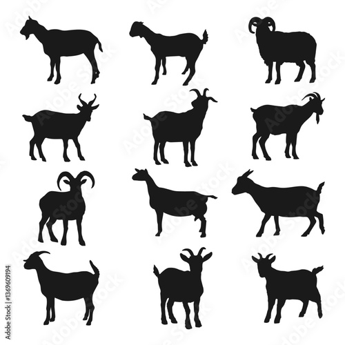 silhouette goat collection, illustration design