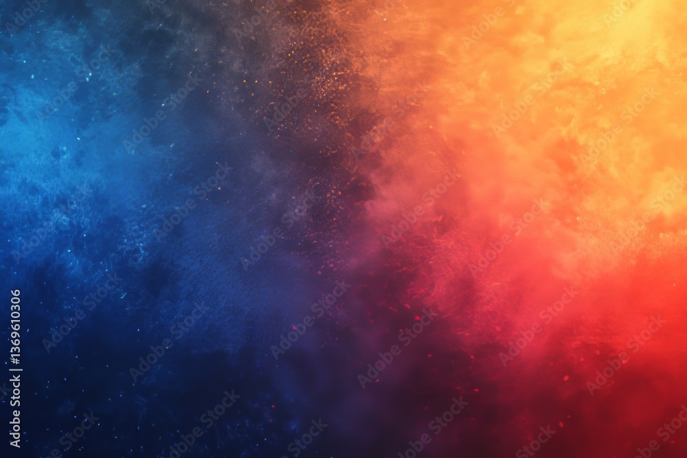 Fototapeta premium Grainy red orange blue color gradient background, vibrant poster noise texture banner, cover header backdrop design 