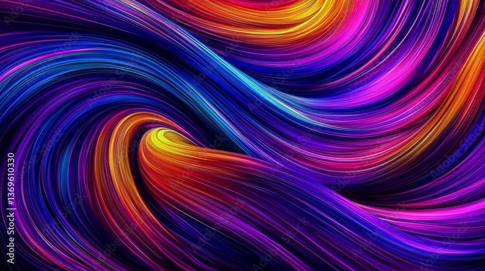Fototapeta premium Vivid Abstract Swirls in Colorful Stripes