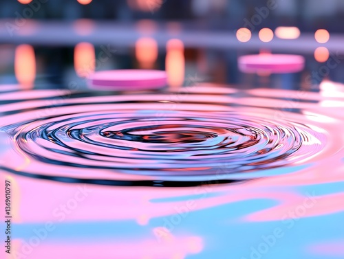 A glowing vitamin forming ripples in a pool of liquid light