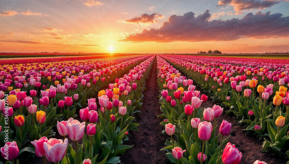 Fototapeta premium field of tulips in spring