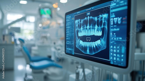 Wallpaper Mural A technology-driven dentist background with a smart touch-screen interface in the clinic Torontodigital.ca