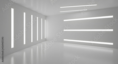 Minimalistic Room with Embedded Light Panels on Walls and Ceiling