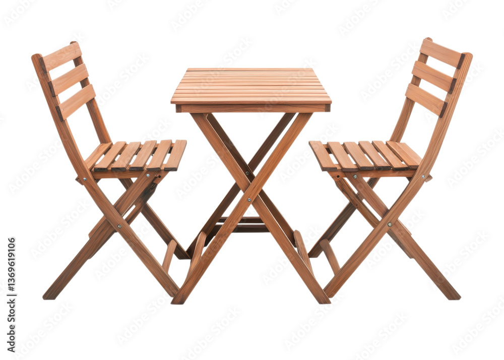 Wooden folding table and chairs isolated on black. Perfect for outdoor dining or small spaces. Wooden folding table and chairs isolated on black. Perfect for outdoor dining or small spaces.