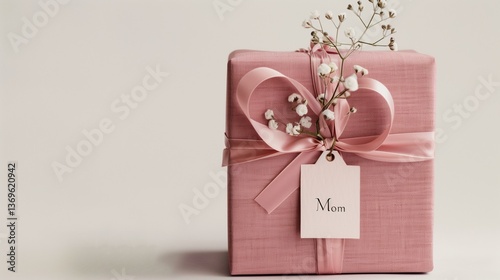 A beautifully wrapped gift box with a ribbon and a tag that says 