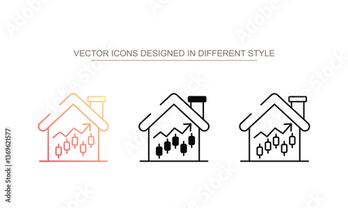 Trading At Home icon design with white background stock illustration
