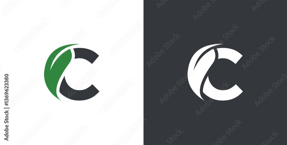 initial letter c with leaf logo design. nature leaf logo vector illustration initial letter c with leaf logo design. nature leaf logo vector illustration
